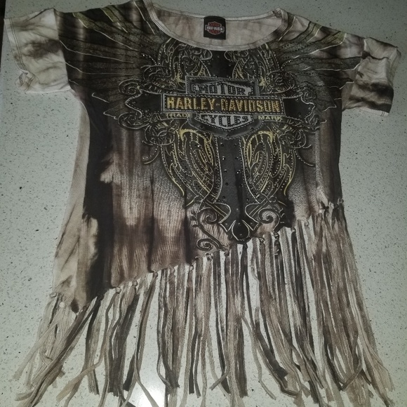 Harley Davidson fringe gemstone top - Picture 3 of 5